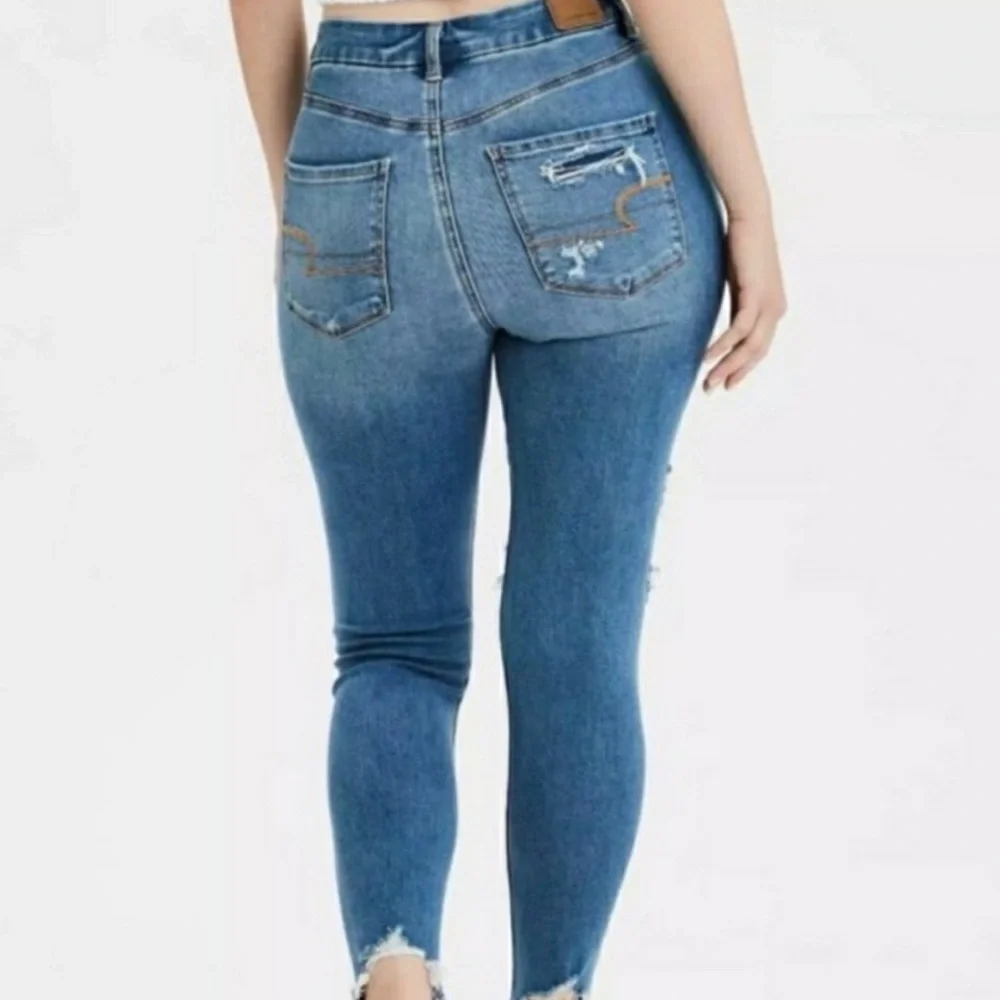 American Eagle Ne(x)t Level Hi-Rise Jeggings Cool TORN Plus Size 24 Regular NWT - Picture 2 of 6